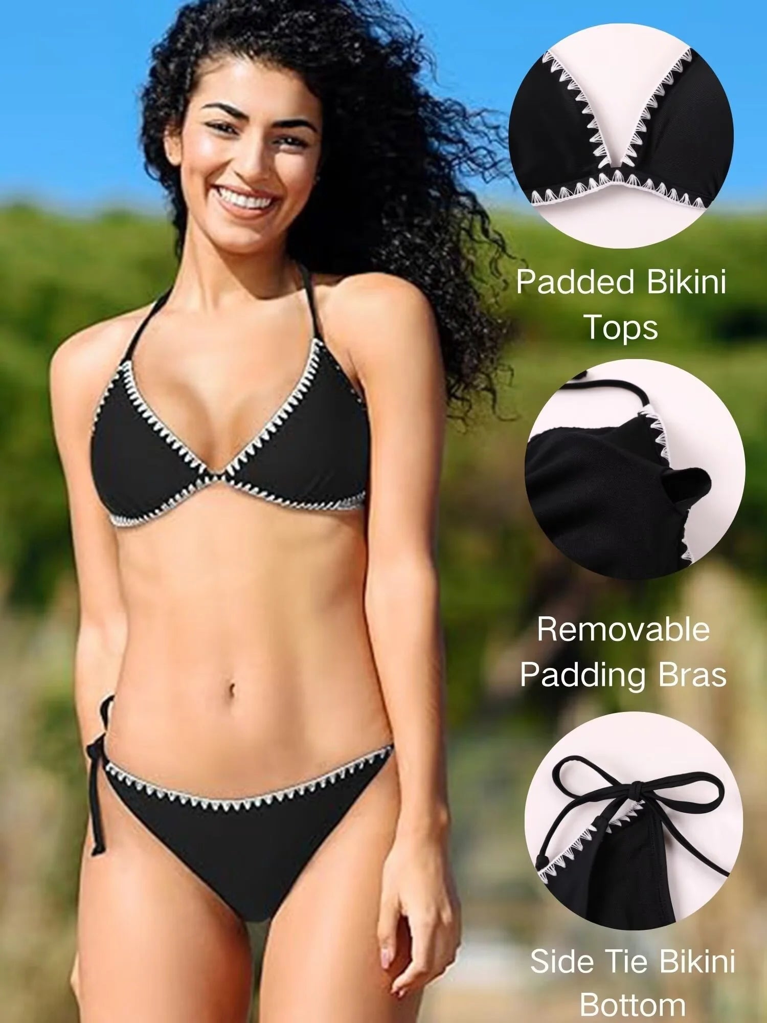 Halter Bikini Sets for Womens Triangle Two Piece Bathing Suits Tie Back Sexy Bikini Swimsuits