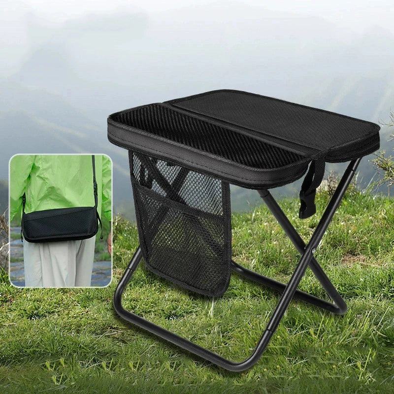 【W】Foldable Backpack Stool Portable Folding Stool with Carry Bag Lightweight Mini Easy Carry Outdoor Chair for Travel for Travel