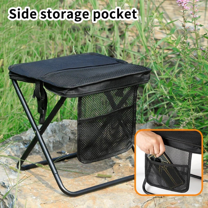 【W】Foldable Backpack Stool Portable Folding Stool with Carry Bag Lightweight Mini Easy Carry Outdoor Chair for Travel for Travel