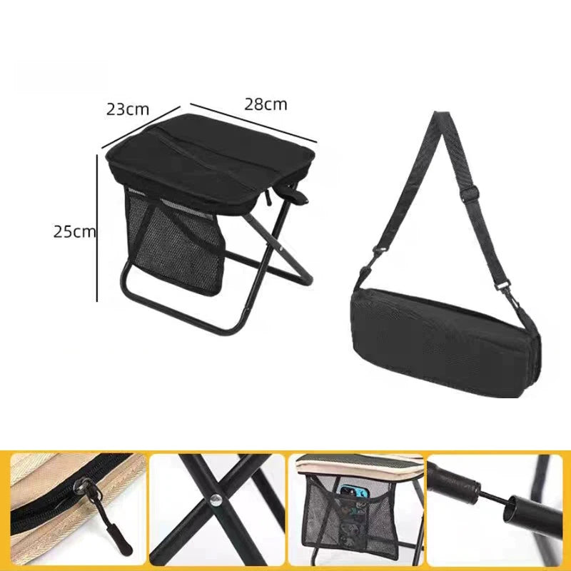 【W】Foldable Backpack Stool Portable Folding Stool with Carry Bag Lightweight Mini Easy Carry Outdoor Chair for Travel for Travel